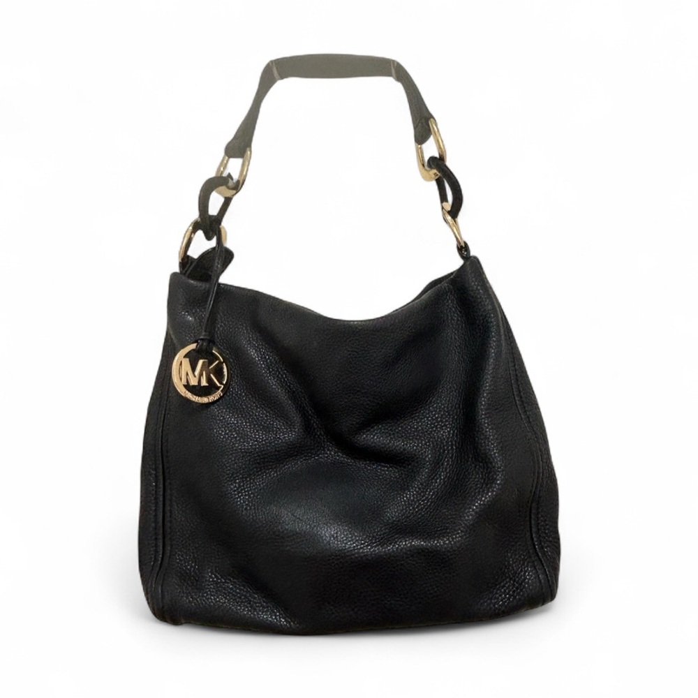 Michael Kors Black Hobo Bag with Gold Accents